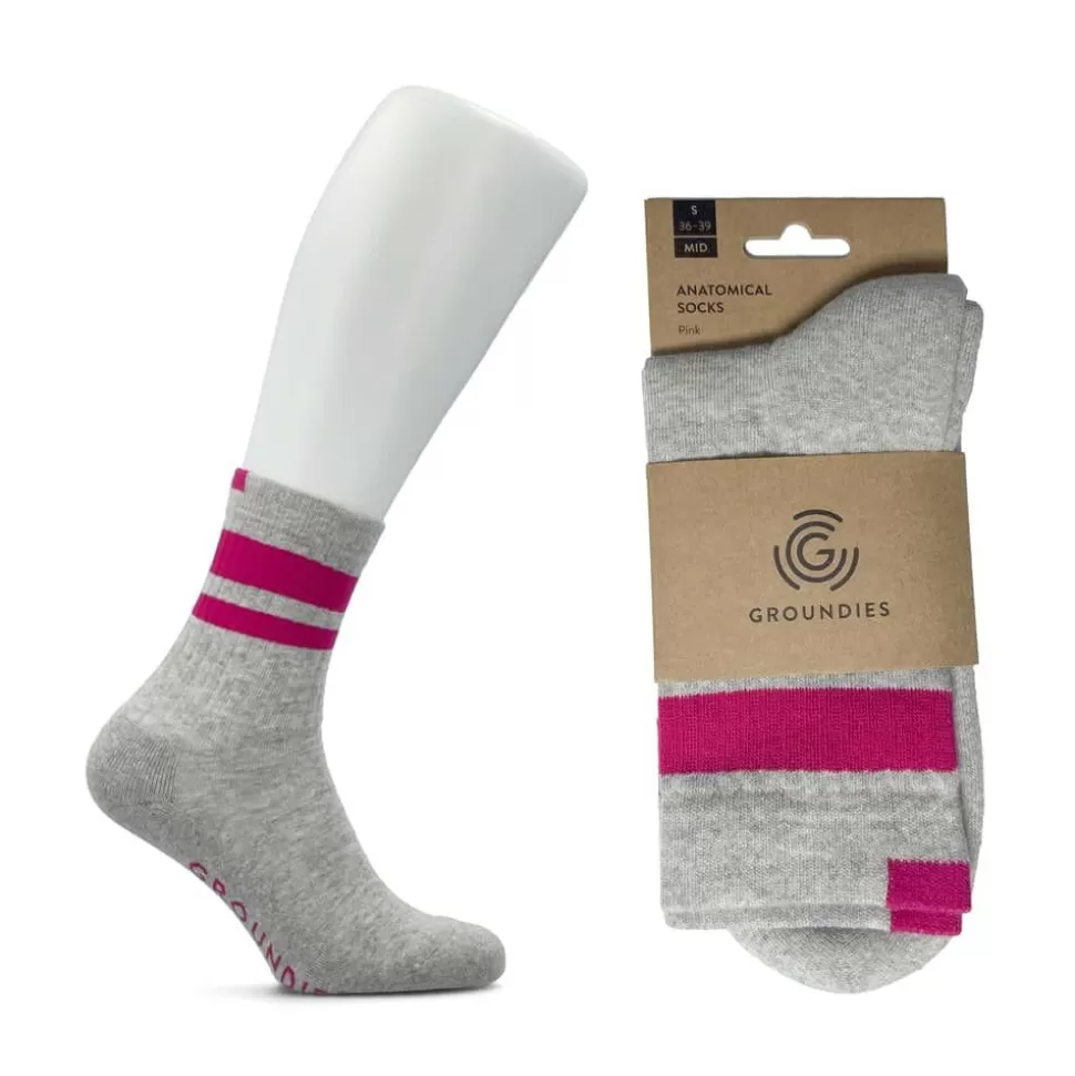 Groundies ® Anatomische Socken Grau/Pink Hot